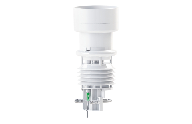 Compact Weather Sensor WS401 with detection of temperature, relative humidity, air pressure, precipitation, precipitation (with reduction ring)